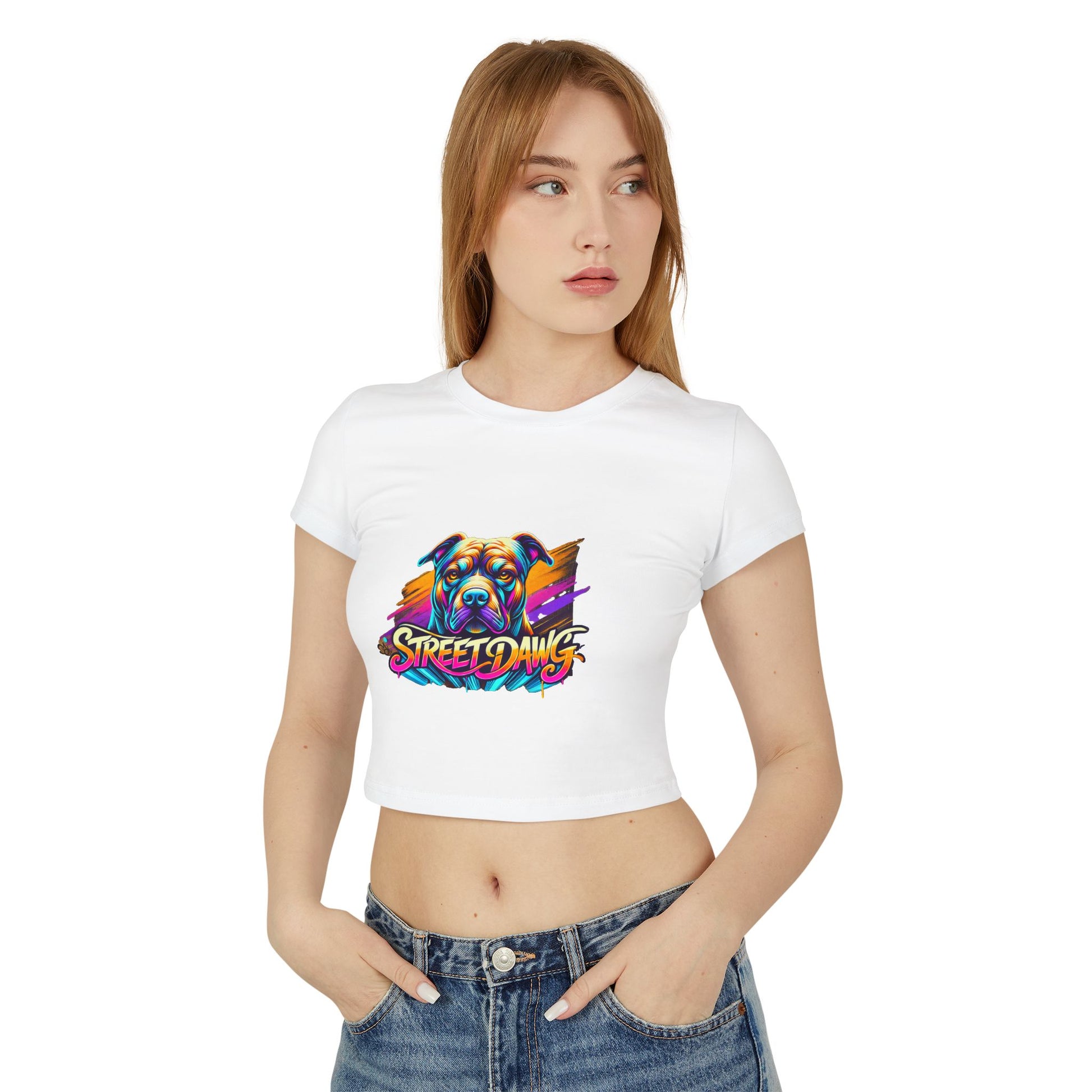 Colorful Street Dawg Women's Baby Tee - Fun & Trendy Dog Lover Shirt Printify