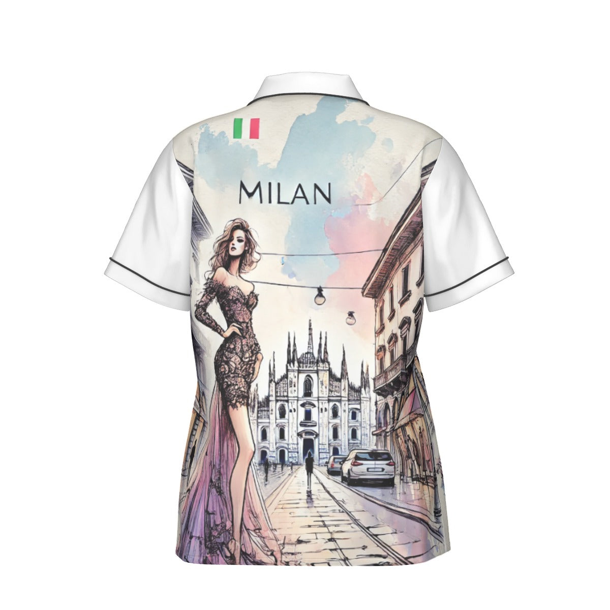 "Milan" by Lila Rivera - All-Over Print Women's Imitation Silk Pajama Set With Short Sleeve Yoycol