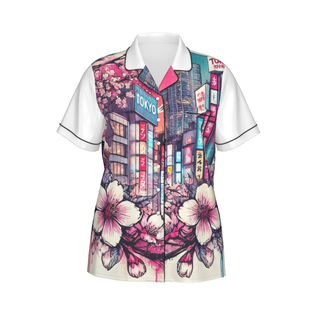 "Tokyo" by Lila Rivera - Imitation Silk Pajama Set With Short Sleeve Yoycol