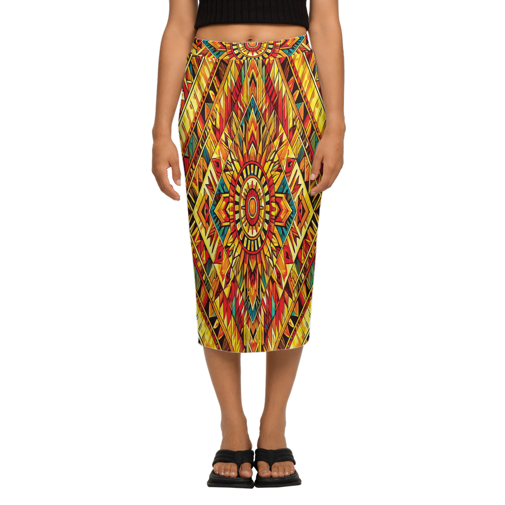 Sunrise Spirit by Lila Rivera ~ Women's Back Split Pencil Skirt-Heavy Knit My Store