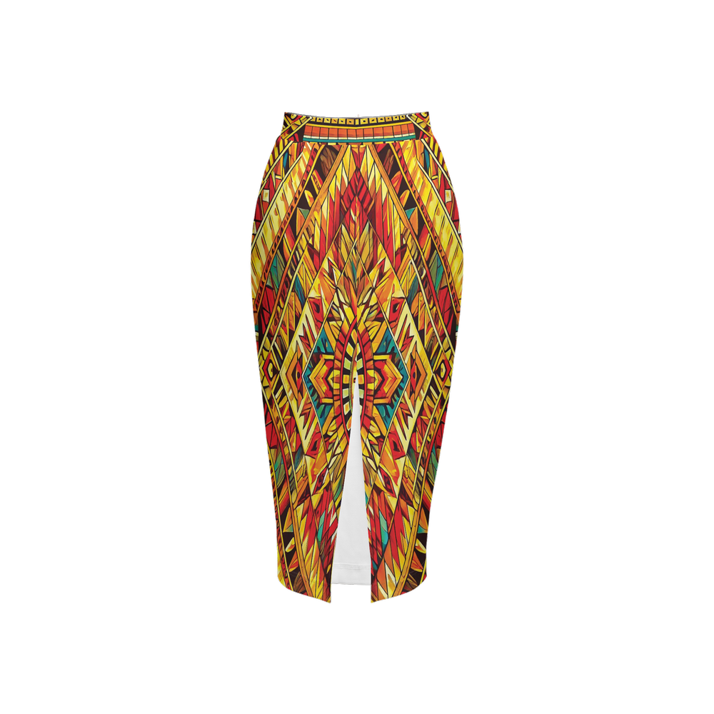 Sunrise Spirit by Lila Rivera ~ Women's Back Split Pencil Skirt-Heavy Knit My Store