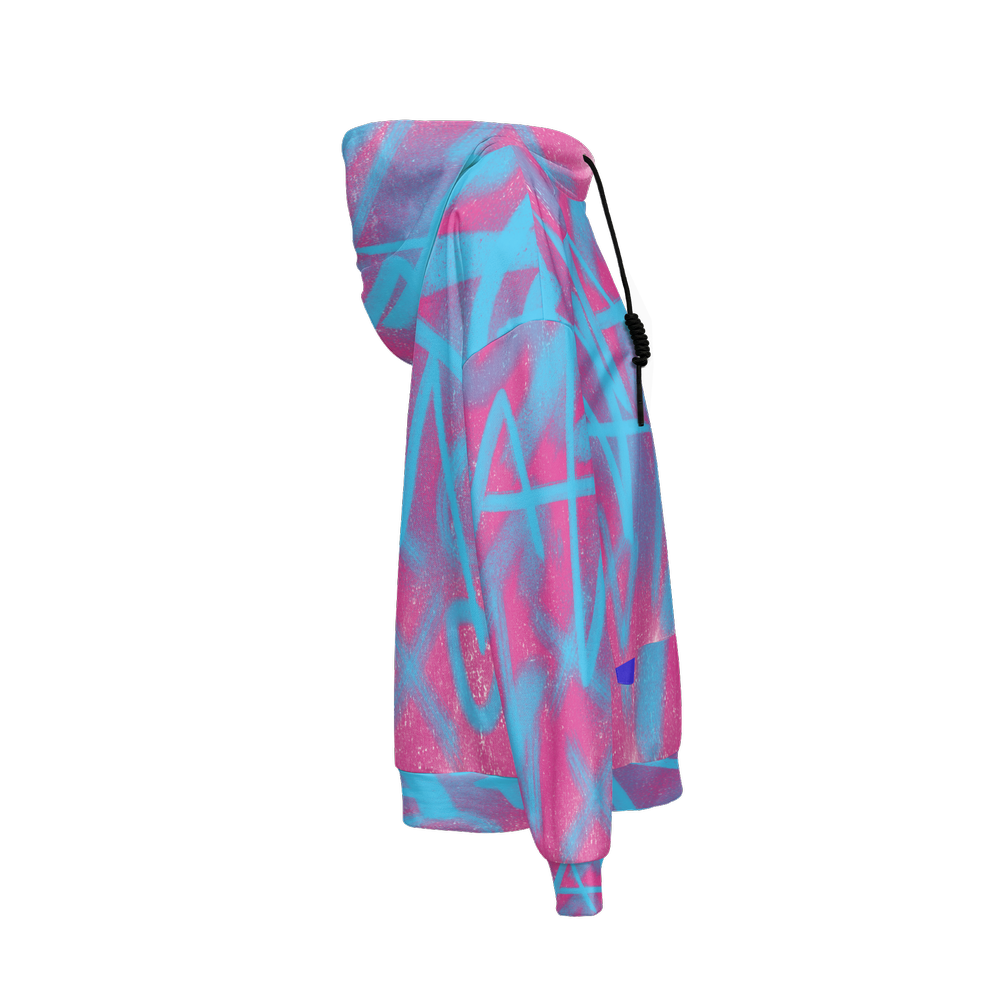 Pink & Bllue Graffiti~ Women's Relaxed Fit Hoodie With Front Patch-Super Heavy 375g My Store