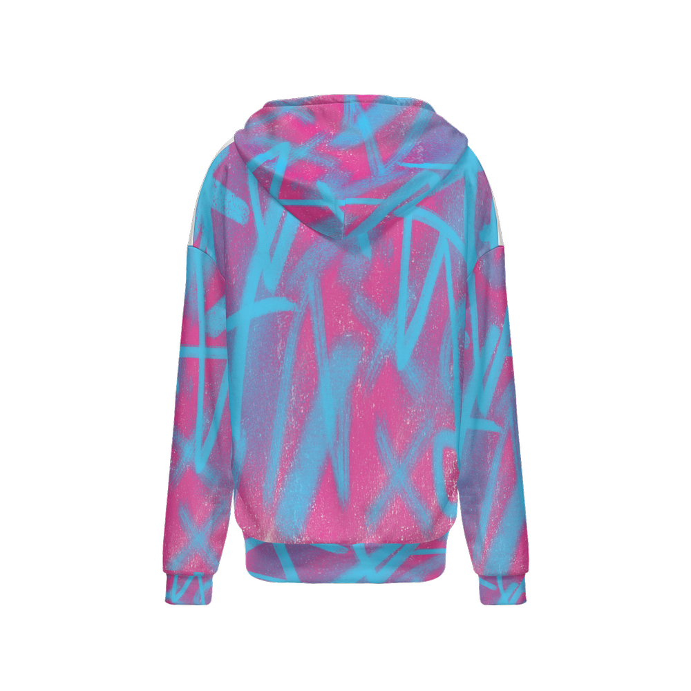 Pink & Bllue Graffiti~ Women's Relaxed Fit Hoodie With Front Patch-Super Heavy 375g My Store