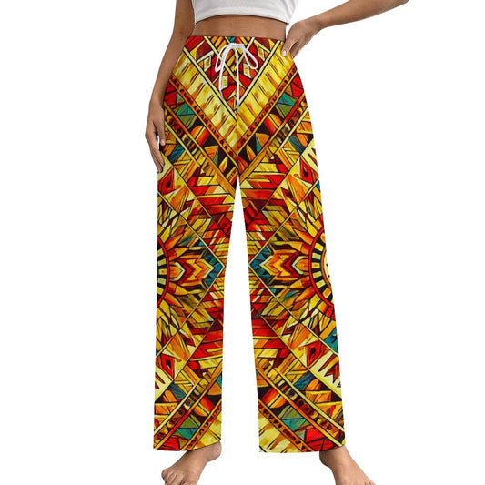 Sunrise Spirit by Lila Rivera ~ 170gsm Faux Cotton Drawstring Women Wide Leg Pajamas Pants LM072 (All-Over Printing) SALE-Personal Design