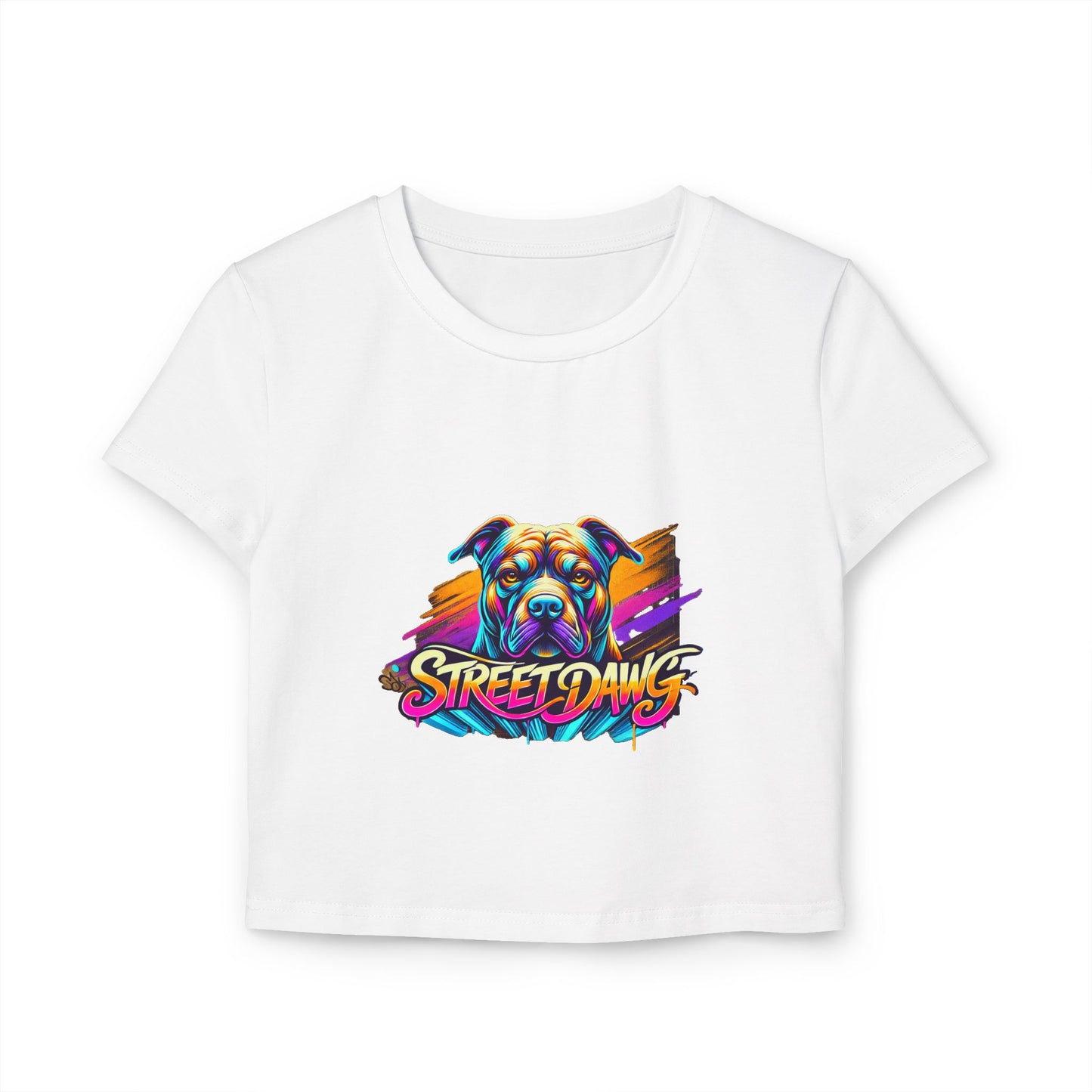 Colorful Street Dawg Women's Baby Tee - Fun & Trendy Dog Lover Shirt Printify