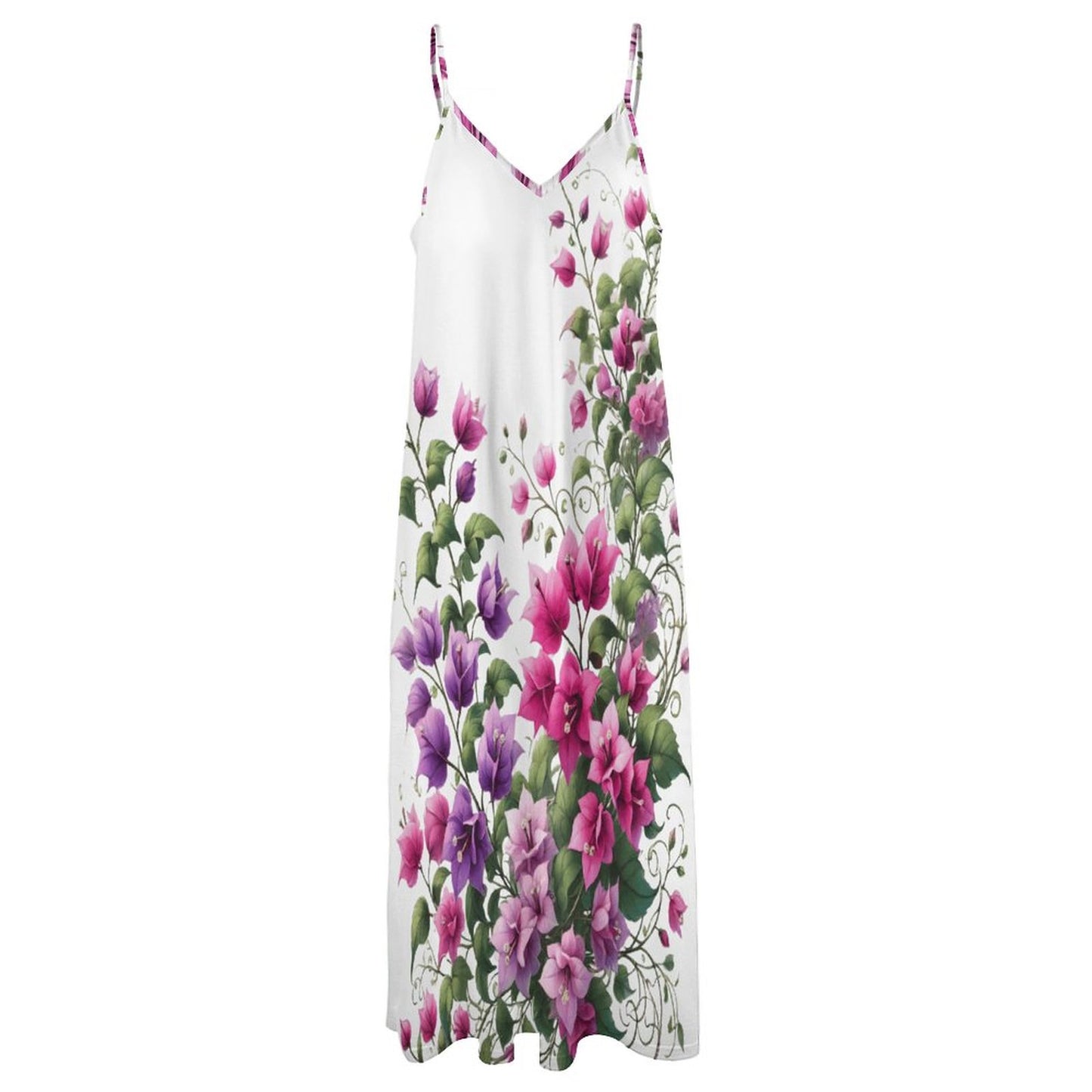 Bougainvillea - Ankle-length Slip Dress BDQ (All-Over Printing)