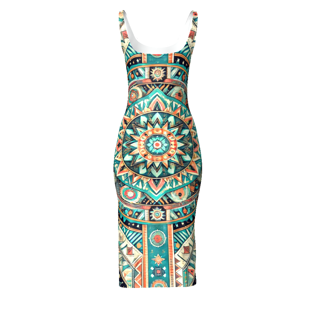 Celestial Threads - All-Over Print Women's Midi Cami Dress