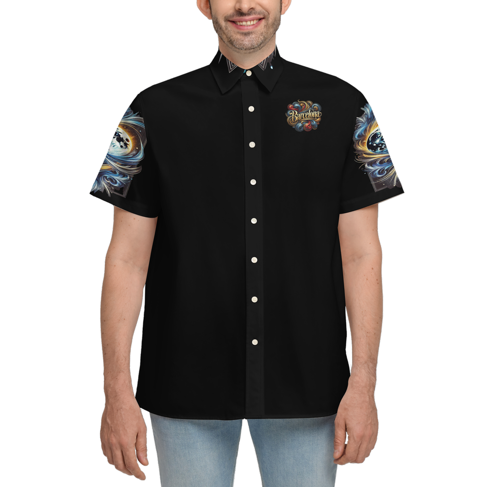 Barcelona Nights Unisex Classic Short-Sleeve Button-Up Shirt