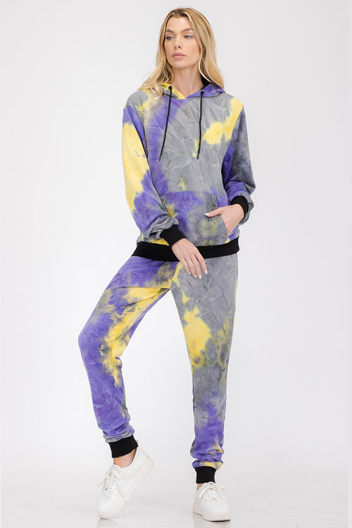 Womens Cotton Tye Dye Lounge Wear Sweat Set